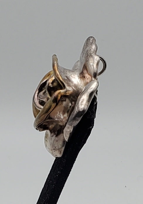 Bold Vintage Sterling Silver Handmade Rose Brooch/Pendant