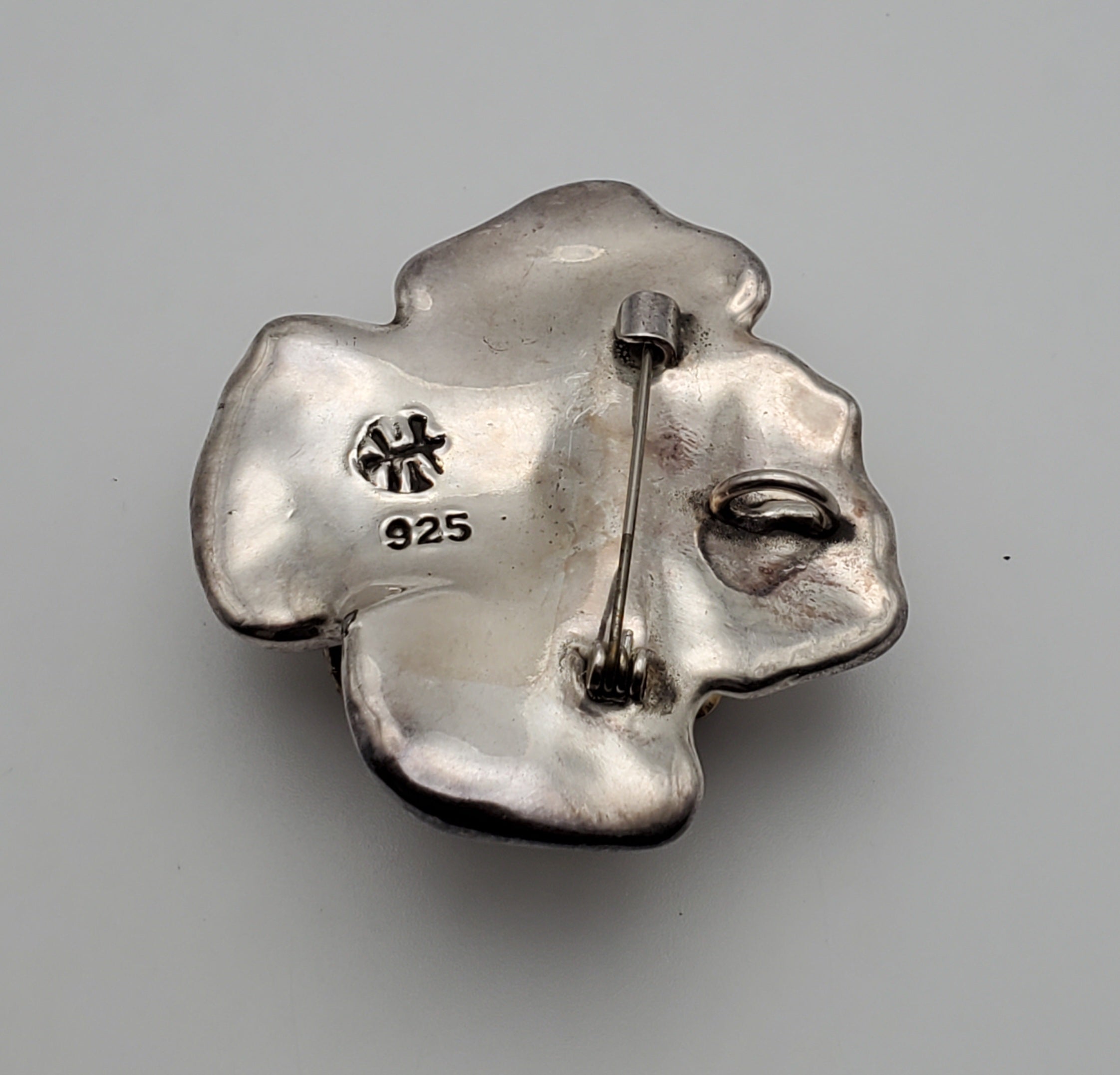 Bold Vintage Sterling Silver Handmade Rose Brooch/Pendant