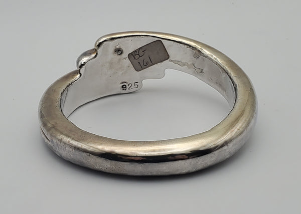 Vintage Handmade Heavy Sterling Silver Bypass Design Bangle Bracelet