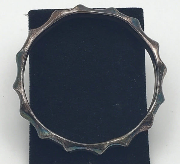 Vintage Sterling Silver Wavy Design Bangle Bracelet