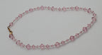 Faceted Cut Crystal Pink Glass Beaded Necklace with 10kt Gold Clasp - 16.5"