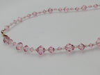 Faceted Cut Crystal Pink Glass Beaded Necklace with 10kt Gold Clasp - 16.5"
