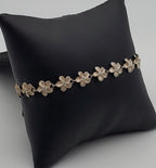 Vintage Sterling Silver Flower Link Bracelet BROKEN CLASP - 7.5"