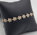 Vintage Sterling Silver Flower Link Bracelet BROKEN CLASP - 7.5"