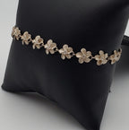 Vintage Sterling Silver Flower Link Bracelet BROKEN CLASP - 7.5"
