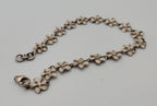 Vintage Sterling Silver Flower Link Bracelet BROKEN CLASP - 7.5"