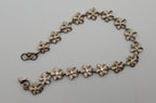 Vintage Sterling Silver Flower Link Bracelet BROKEN CLASP - 7.5"