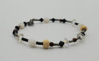 Bloesch & Bloesch - Sterling Silver, Copper, Jet, Bone, French Crystal, Pewter, Austrian Crystal Beaded Bracelet - 7"