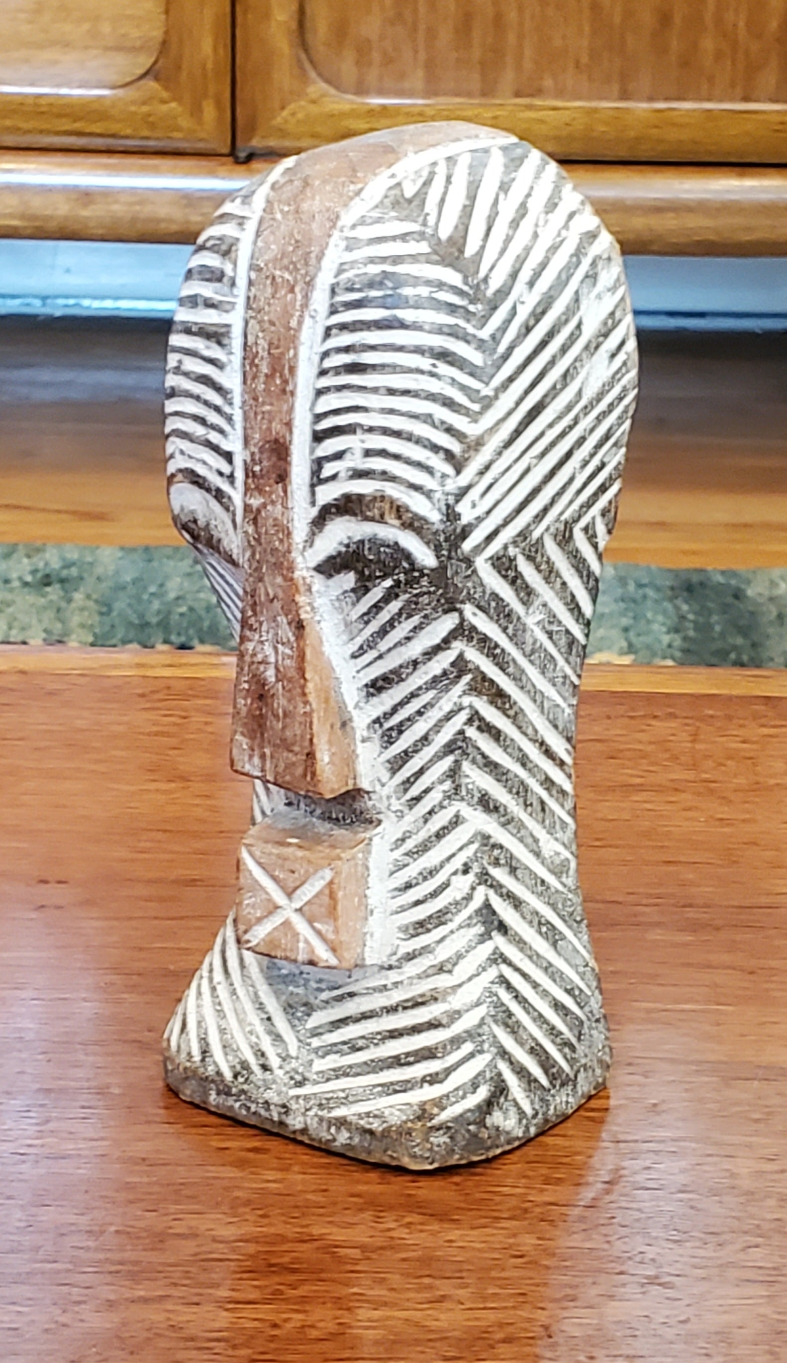 Handmade Carved Wood Mask Sculpture