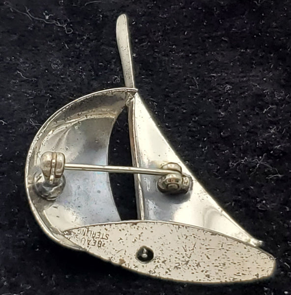 Beau - Vintage Sailboat Sterling Silver Brooch