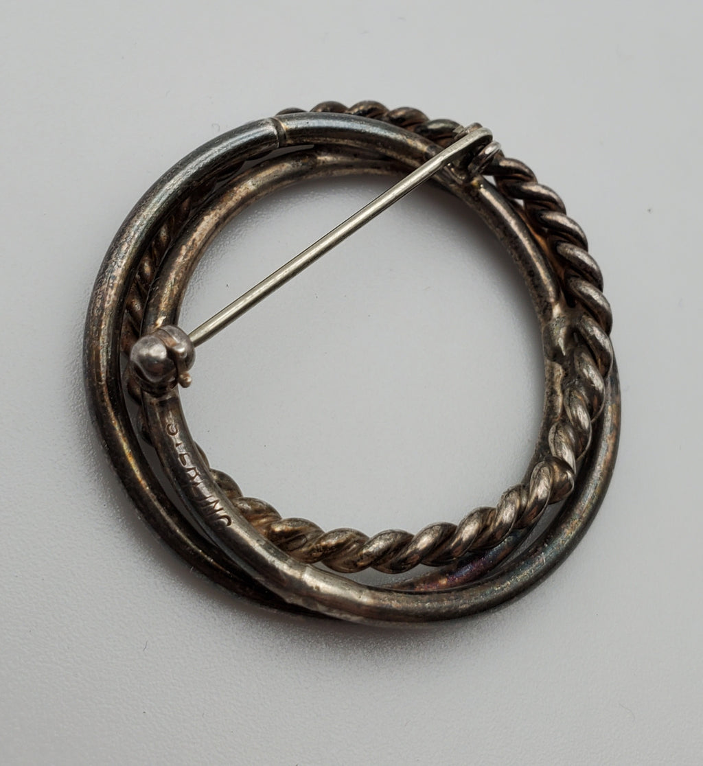 Vintage Triple Hoop Sterling Silver Brooch