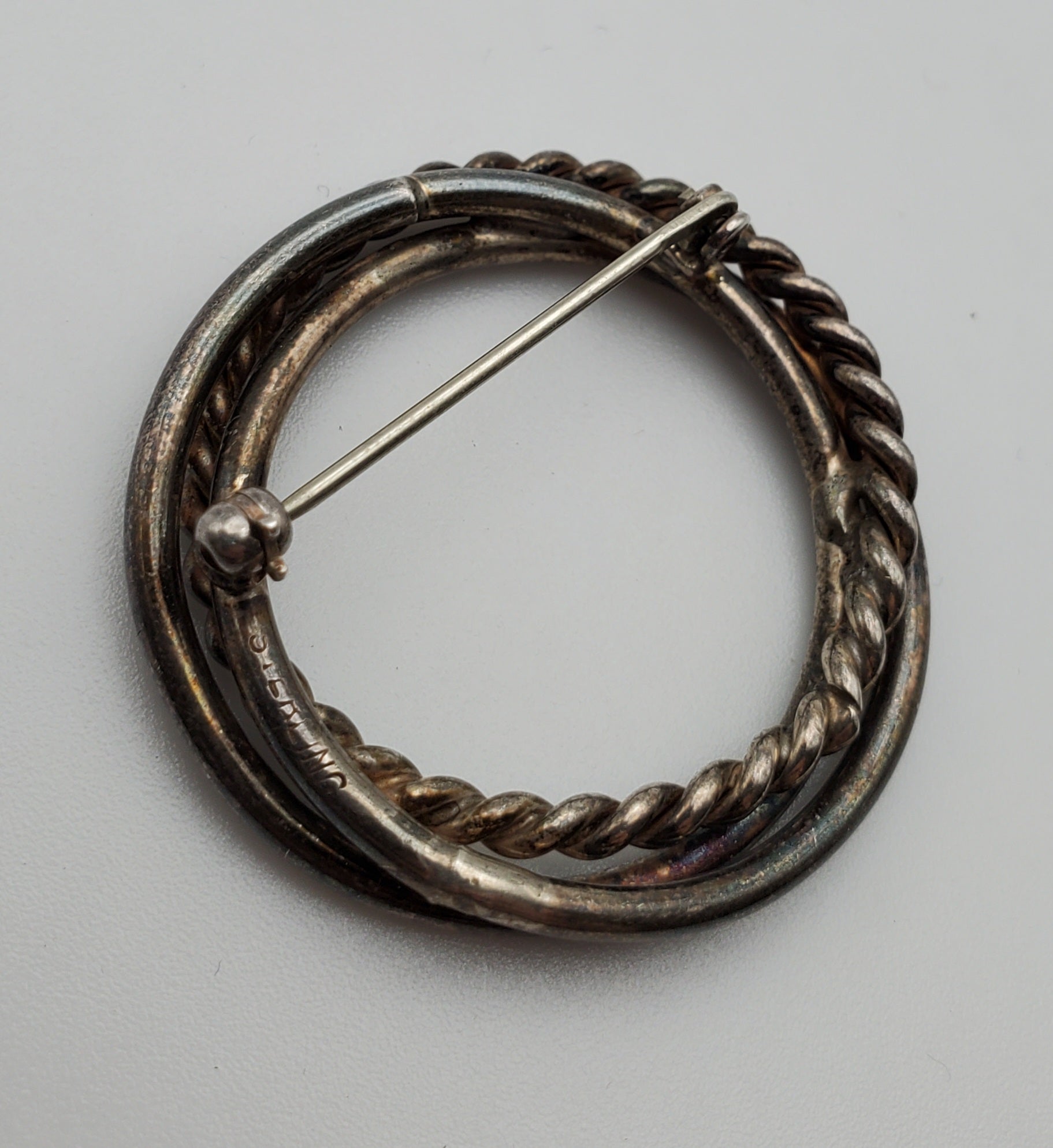 Vintage Triple Hoop Sterling Silver Brooch