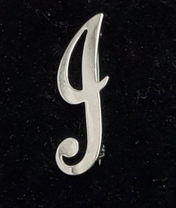 Vintage Cursive "J" Sterling Silver Brooch