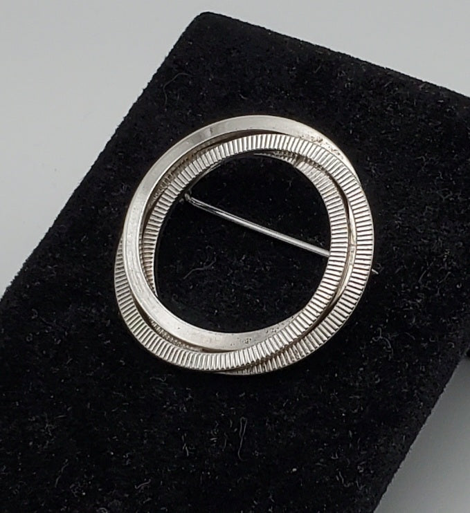 Vintage Triple Hoop Sterling Silver Brooch