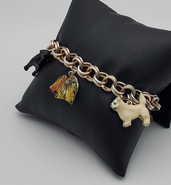 Sterling Silver Dog Charm Bracelet - 7"