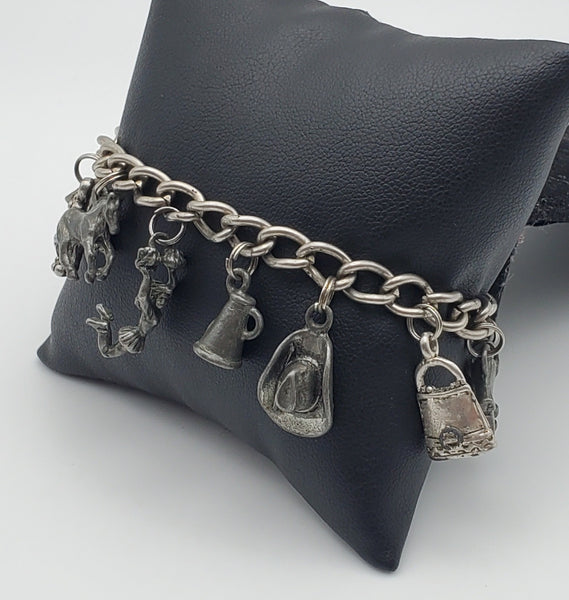 Vintage Chain Link Charm Bracelet - 7.5"