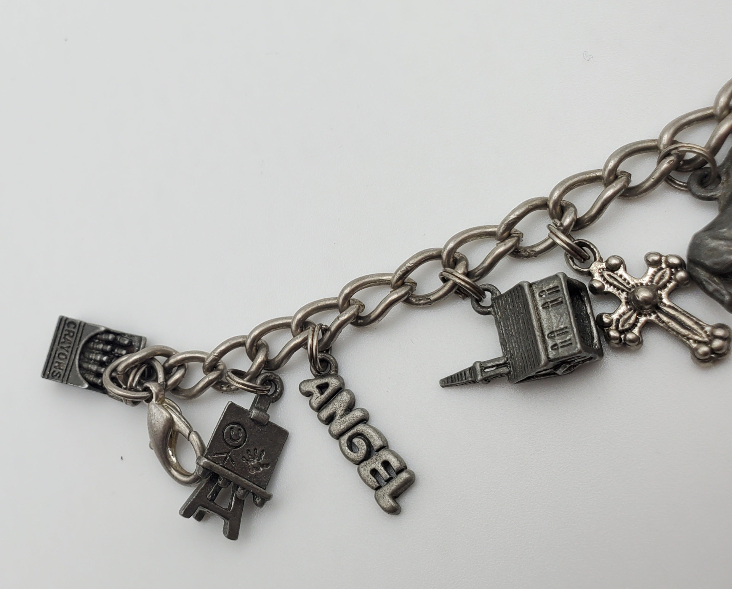 Vintage Chain Link Charm Bracelet - 7.5"