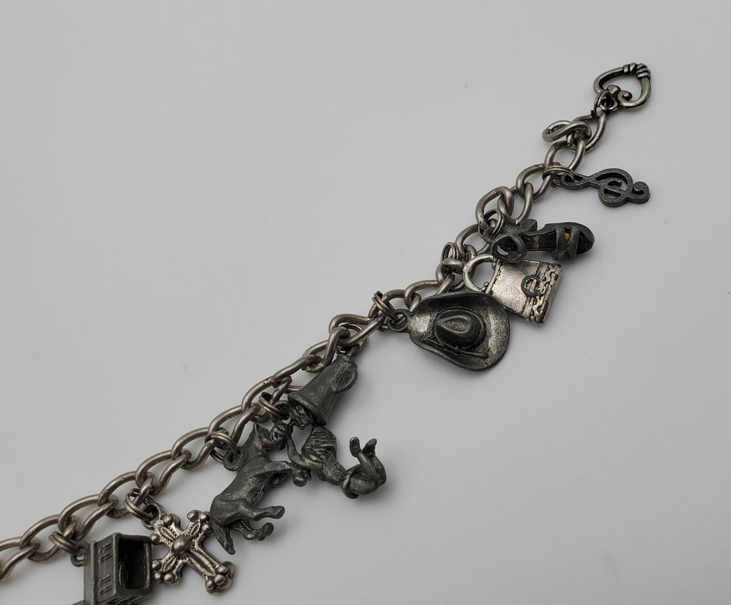 Vintage Chain Link Charm Bracelet - 7.5"