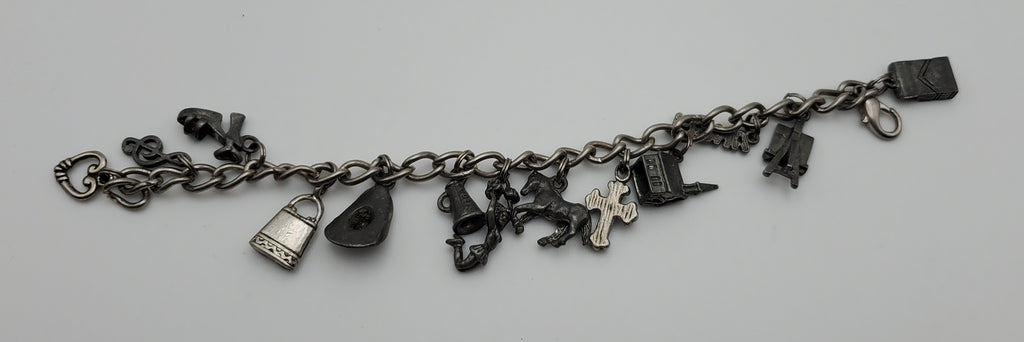 Vintage Chain Link Charm Bracelet - 7.5"