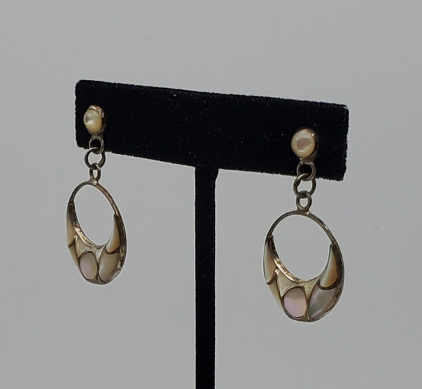 Anita Whitegoat - Vintage Inlaid Mother of Pearl Sterling Silver Earrings