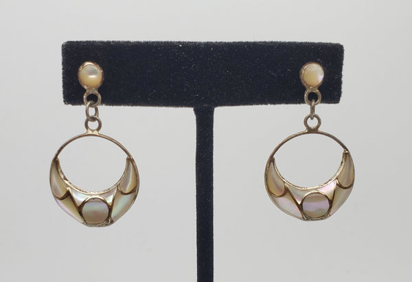 Anita Whitegoat - Vintage Inlaid Mother of Pearl Sterling Silver Earrings