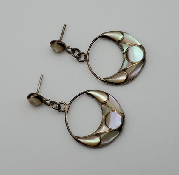 Anita Whitegoat - Vintage Inlaid Mother of Pearl Sterling Silver Earrings