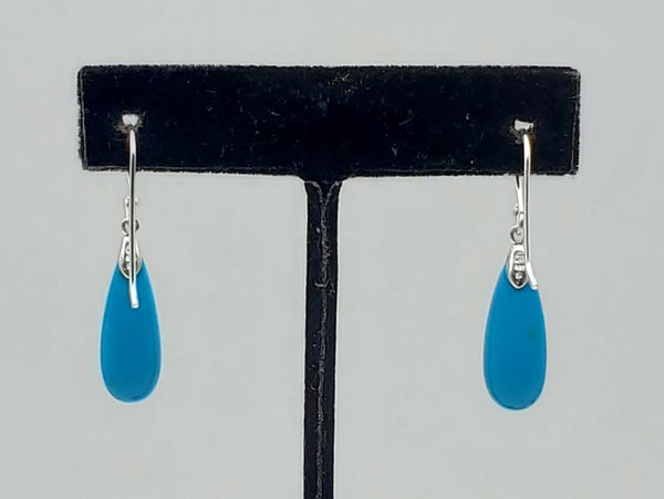 Carved Turquoise Sterling Silver Dangle Earrings