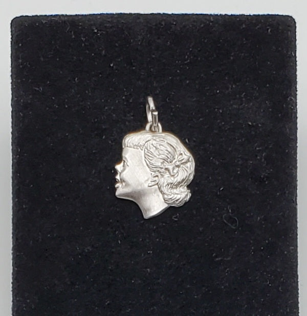 Vintage Young Girl's Profile Sterling Silver Charm