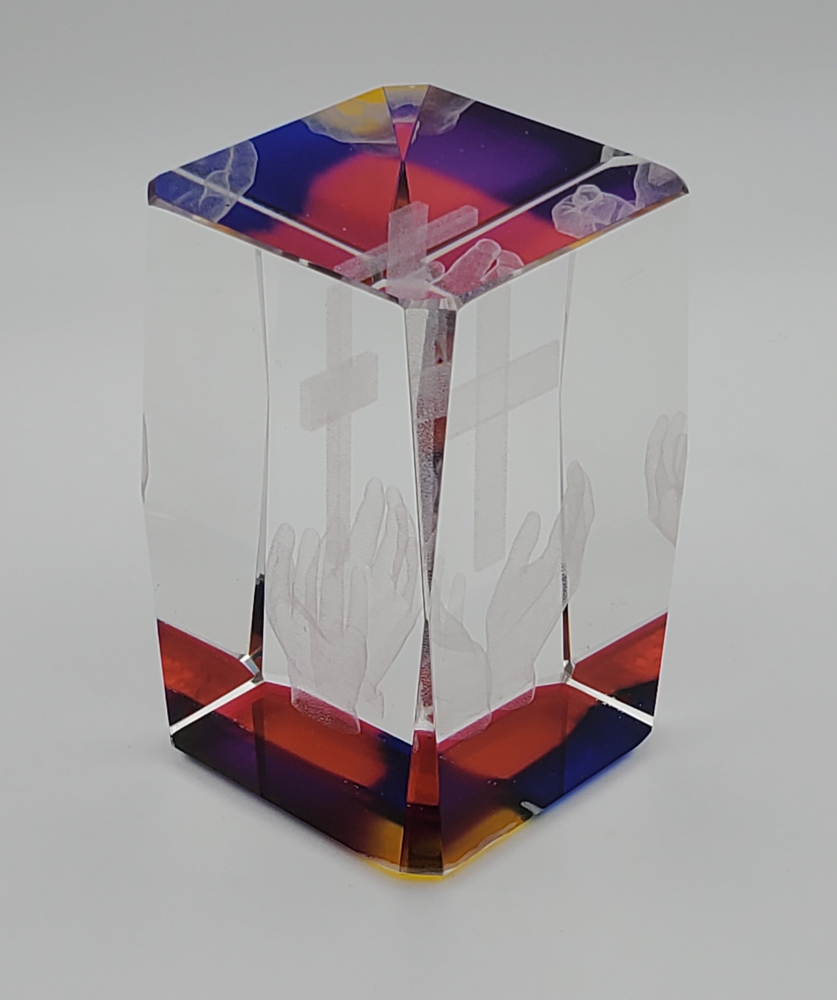 Glass Christian Cross Laser Engraved Glass Art