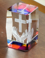 Glass Christian Cross Laser Engraved Glass Art