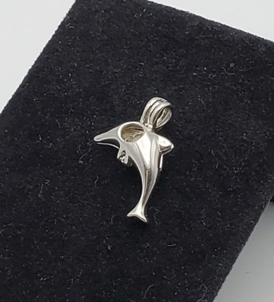 Dolphin with Loose Pearl Hinged Pendant