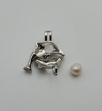 Dolphin with Loose Pearl Hinged Pendant