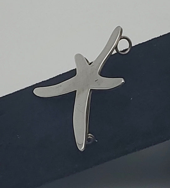 Vintage Sterling Silver Modern Design Starfish Pendant Brooch