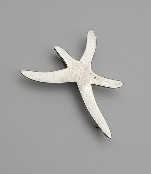 Vintage Sterling Silver Modern Design Starfish Pendant Brooch