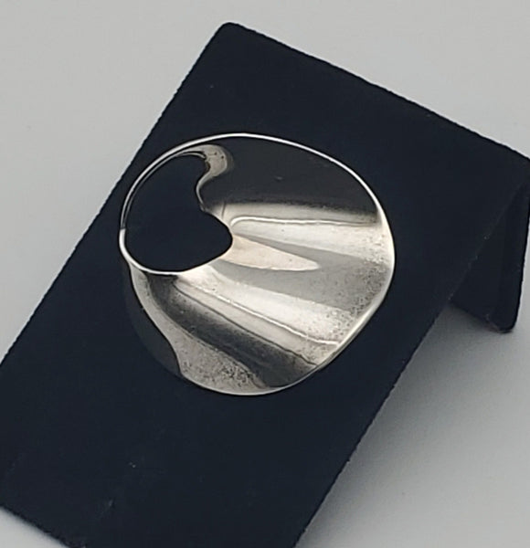 Vintage Sterling Silver Modernist Twisted Hoop Brooch