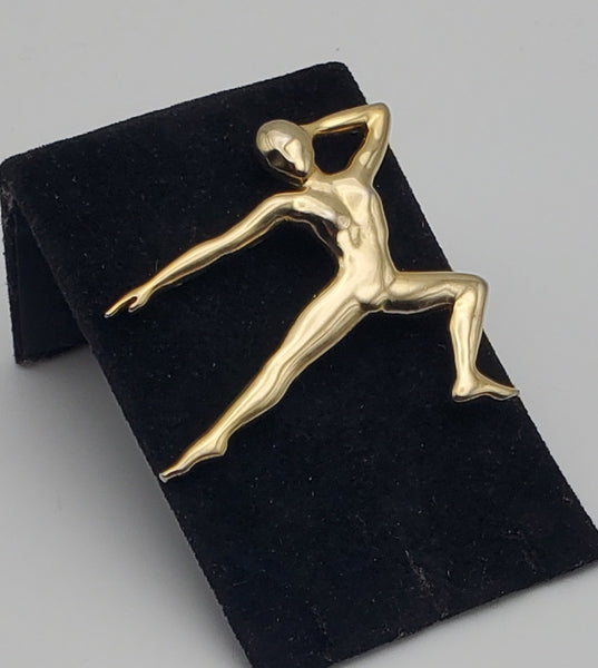 Jonette Jewelry - Vintage Gold Tone Female Dancer Brooch