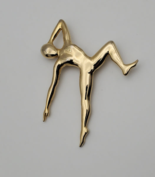 Jonette Jewelry - Vintage Gold Tone Female Dancer Brooch