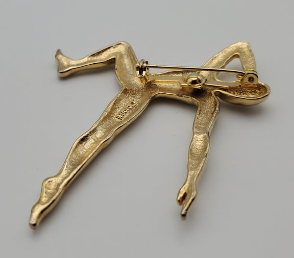 Jonette Jewelry - Vintage Gold Tone Female Dancer Brooch