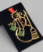 Jonette Jewelry - Vintage Gold Tone Snowman Brooch
