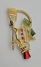 Jonette Jewelry - Vintage Gold Tone Snowman Brooch