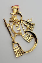 Jonette Jewelry - Vintage Gold Tone Snowman Brooch