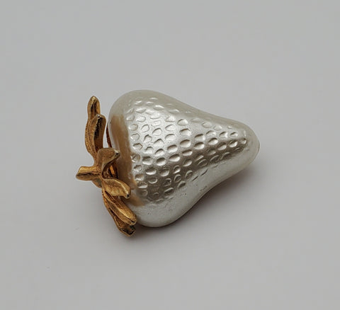 Jonette Jewelry - Pearl White and Gold Strawberry Brooch