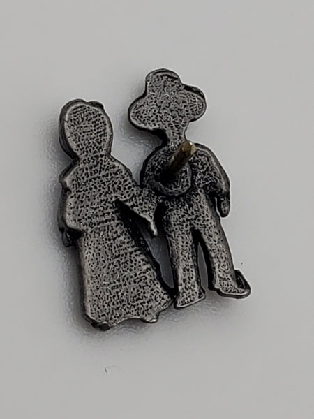 Vintage Pewter Pioneer Couple Pin