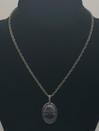 Vintage Butterfly Wing Background Beach Silhouette Pendant Necklace - 16.25"