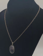 Vintage Butterfly Wing Background Beach Silhouette Pendant Necklace - 16.25"