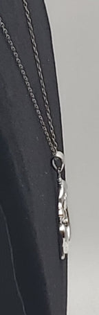 Dolphins Sterling Silver Hoop Pendant on Sterling Silver Chain Necklace - 18.5"