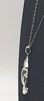 Dolphins Sterling Silver Hoop Pendant on Sterling Silver Chain Necklace - 18.5"