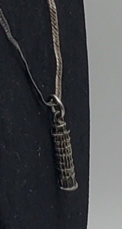 Vintage Leaning Tower of Pisa Pendant on Sterling Silver Chain Necklace - 18.25"