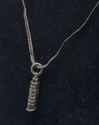 Vintage Leaning Tower of Pisa Pendant on Sterling Silver Chain Necklace - 18.25"