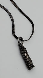 Vintage Leaning Tower of Pisa Pendant on Sterling Silver Chain Necklace - 18.25"